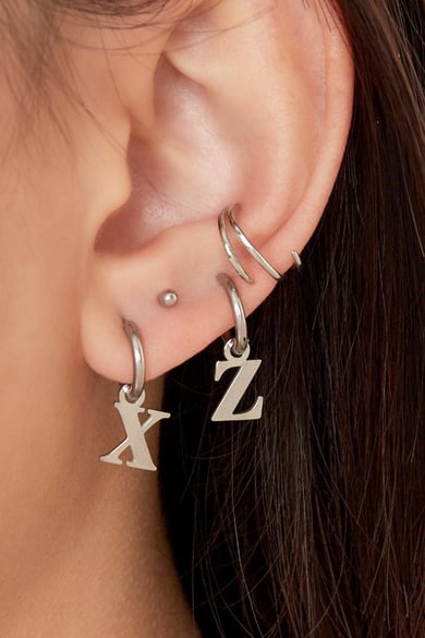 Pendientes Acero Inoxidable Plata Inicial A h5 Imagen2